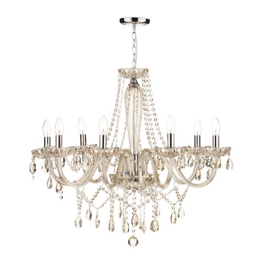 Dar Raphael 8 Light Chandelier Champagne Crystal