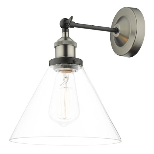 Dar Ray Single Wall Light Antique Nickel Clear Glass