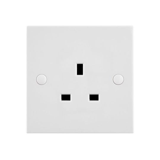 Saxby Square Edge 13A 2G Sp Unswitched Socket In White