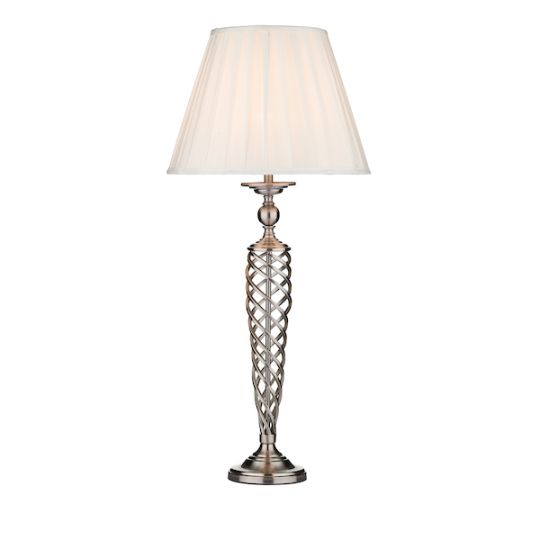 Dar Siam Table Lamp Satin Chrome With Shade (Multipack)