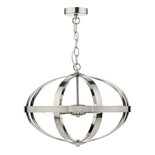 Dar Symbol 3 Light Pendant Satin Chrome