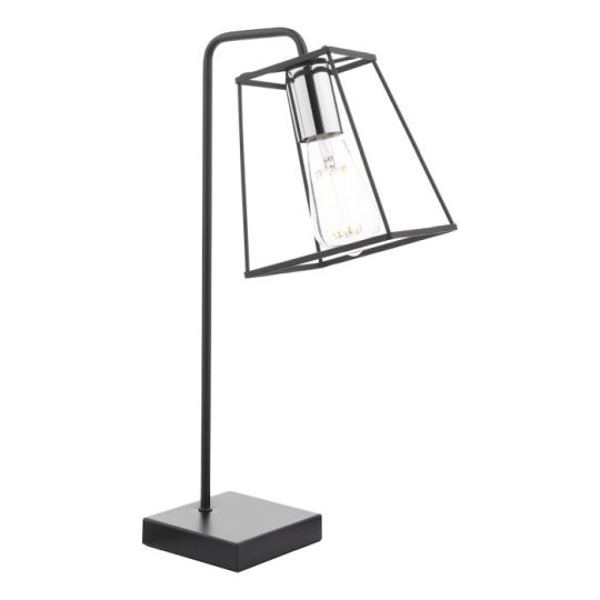 Dar Tower Table Lamp Matt Black and Polished Chrome