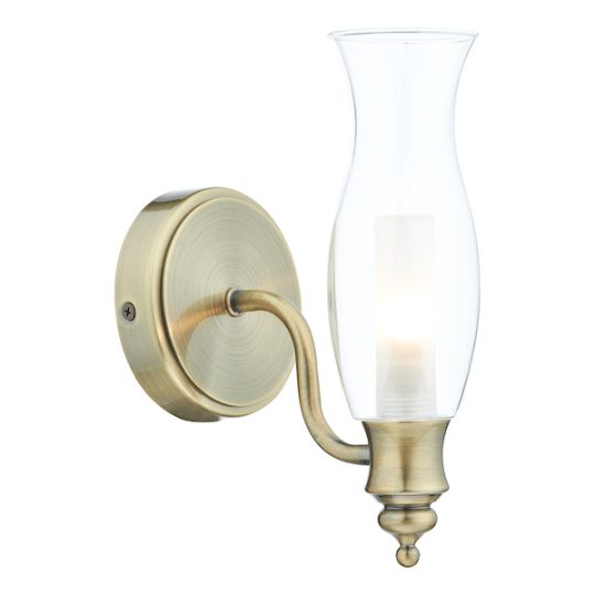 Dar Vestry Bathroom Wall Light Antique Brass IP44