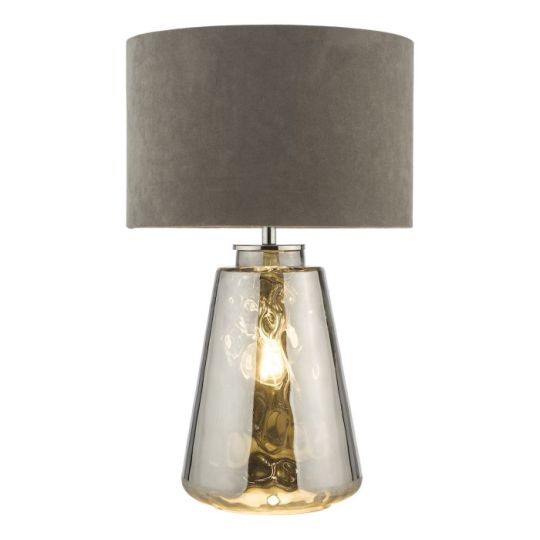 Dar Wycliffe Table Lamp Smoked Glass With Shade