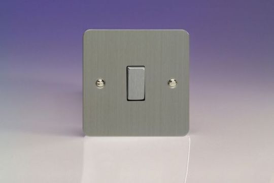 VARILIGHT Lighting - 1 GANG (SINGLE), 1 OR 2 WAY 10 AMP SWITCH ULTRA FLAT BRUSHED STEEL (AKA MATT CHROME) - XFS1D