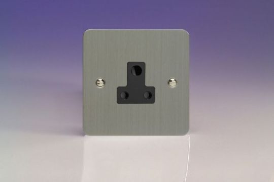 Varilight Brushed Steel 1-Gang 5A Round Pin Socket 