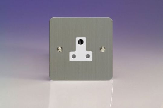 Varilight Brushed Steel 1-Gang 5A Round Pin Socket 