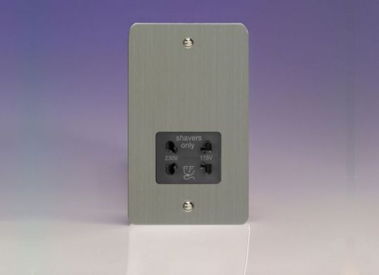 Varilight Brushed Steel Dual Voltage Shaver Socket 230V/115V