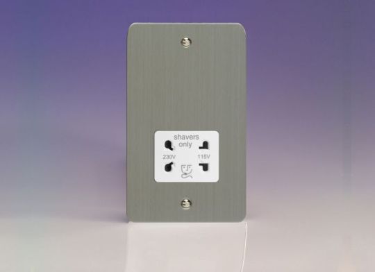 Varilight Brushed Steel Dual Voltage Shaver Socket 230V/115V