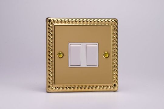 Varilight Georgian Brass 2-Gang 10A 1- or 2-Way Rocker Switch