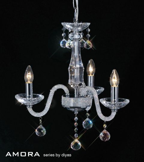 Diyas Lighting IL30333 - Amora Pendant 3 Light Polished Chrome/Crystal