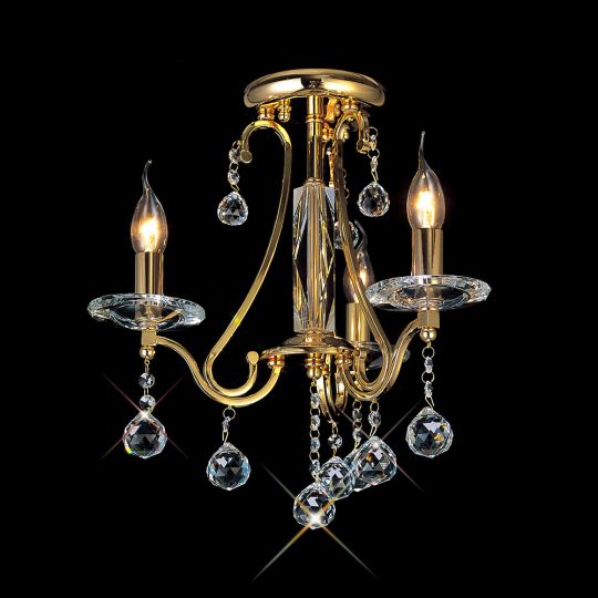 Diyas IL30213 Bianco Ceiling 3 Light French Gold/Crystal