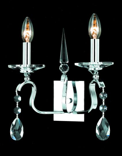 Impex CPA11806/02/WB/CH Rhinestone Series Decorative 2 Light Chrome Wall Light