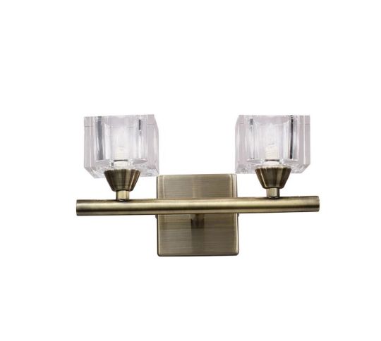 Mantra Cuadrax Wall Switched 2 Light G9 Antique Brass