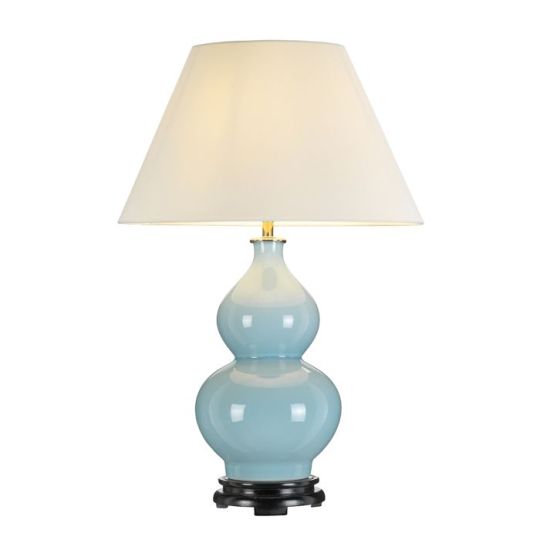 Designer's Lightbox Harbin Gourd 1 Light Table Lamp With Tall Empire - Duck Egg Blue