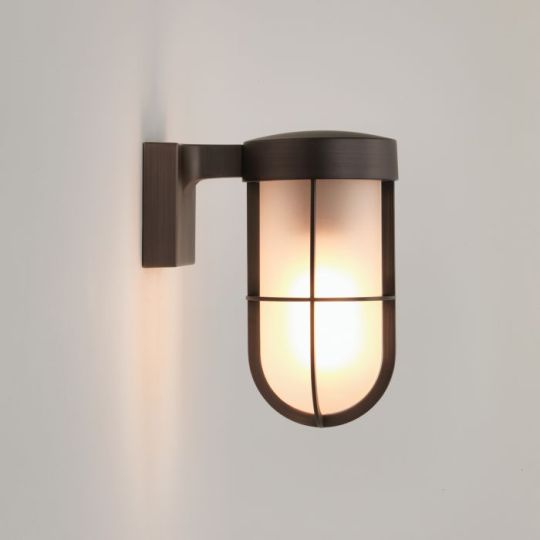 Astro Cabin Wall Frosted Outdoor Wall Light in Bronze