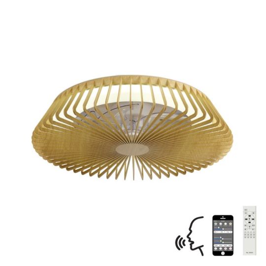 Mantra Himalaya 70W LED Dimmable Ceiling Light With Built-In 35W DC Fan c/w Remote Control APP & Alexa/Google Voice Control 4900lm Wood 5yrs Warranty