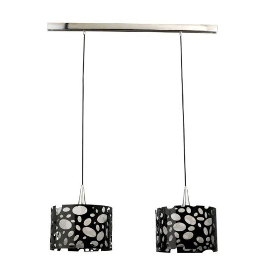 Mantra Lupin Linear Pendant 2 Light E27 Line Gloss Black/White Acrylic/Polished Chrome CFL Lamps INCLUDED