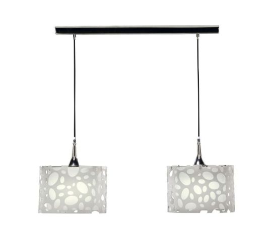 Mantra Lupin Linear Pendant 2 Light E27 Line Gloss White/White Acrylic/Polished Chrome CFL Lamps INCLUDED