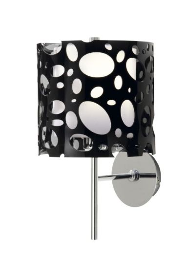 Mantra Lupin Wall Lamp 1 Light E27 Gloss Black/White Acrylic/Polished Chrome CFL Lamps INCLUDED