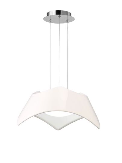 Mantra Maui Pendant 5W+19W LED 3000K 2520lm Gloss White / Polished Chrome 3yrs Warranty