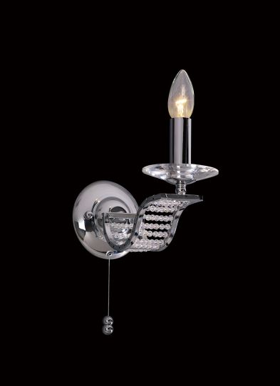 Diyas Lighting - Niobe Switched Wall Lamp 1 Light Chrome/Crystal - IL30341