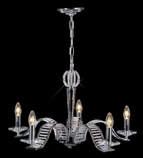 Diyas IL30345 Niobe Pendant 5 Light Polished Chrome/Crystal