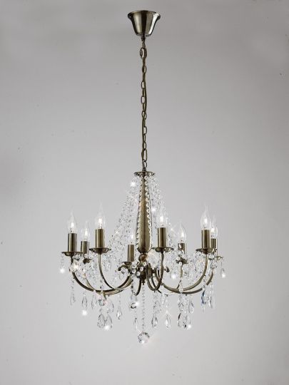 Diyas IL30057 Olivia Pendant Without Shade 8 Light Antique Brass/Crystal