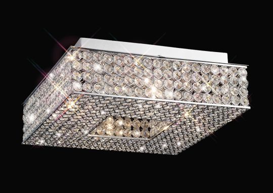 Diyas IL30431 Piazza Ceiling Square 4 Light Polished Chrome/Crystal