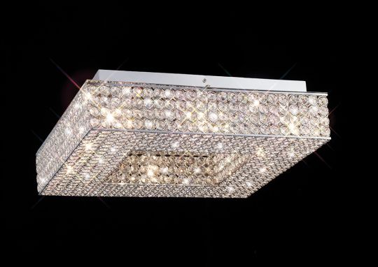 Diyas IL30432 Piazza Ceiling Square 8 Light Polished Chrome/Crystal