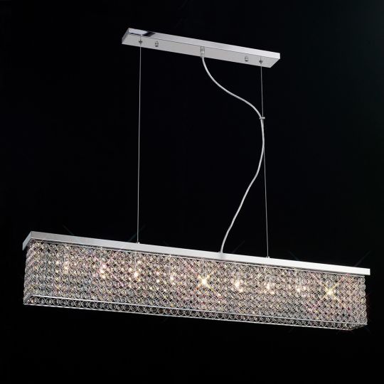 Diyas IL30434 Piazza Pendant Rectangular 9 Light Polished Chrome/Crystal