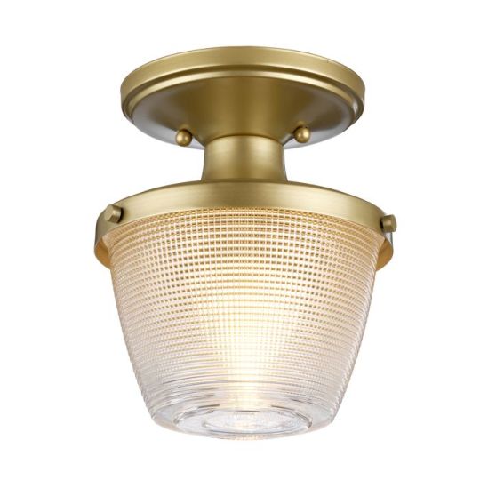 Quoizel Dublin 1 Light Semi-Flush Mount - Painted Natural Brass