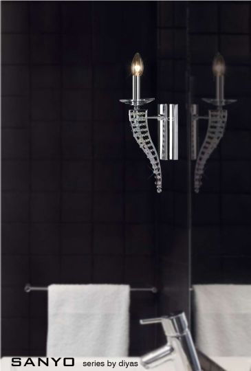 Diyas Lighting - Santo Wall 1 Light Chrome/Crystal - IL30351