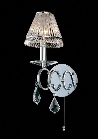 Diyas Lighting - Torino 1 Light Switched Wall Lamp Chrome/Crystal (Shades Not Included) - IL30311