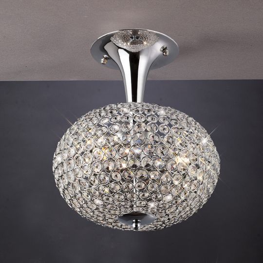 Diyas IL30415 Vado Semi Ceiling 3 Light Polished Chrome/Crystal