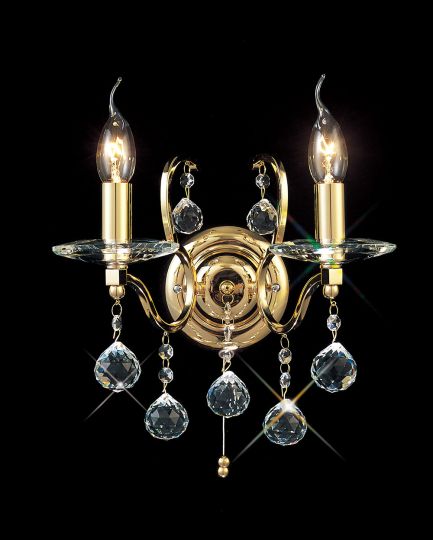 Diyas IL30222 Zinta Wall Lamp Switched 2 Light French Gold/Crystal