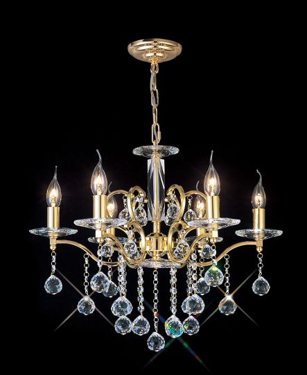 Diyas IL30226 Zinta Pendant 6 Light French Gold/Crystal