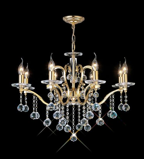 Diyas IL30228 Zinta Pendant 8 Light French Gold/Crystal